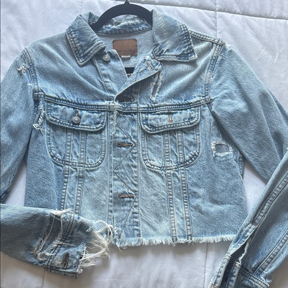 American eagle Light Blue Distressed Denim Jacket
